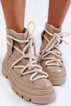 Discount Damskie Modne Botki Śniegowce Beżowe Kallen Damskie Śniegowce Damskie|Damskie Trapery