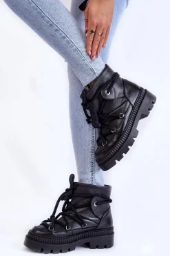 Discount Boto Damskie Modne Botki Śniegowce Czarne Kallen Czarny