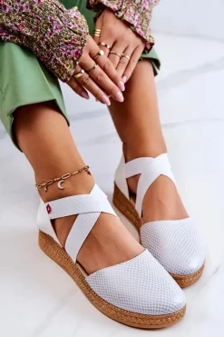 Clearance Big Star Shoes Damskie Modne Espadryle Big Star JJ276036 Białe