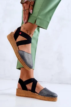 Czarne Espadryle>Big Star Shoes Damskie Modne Espadryle Big Star JJ276035 Czarne