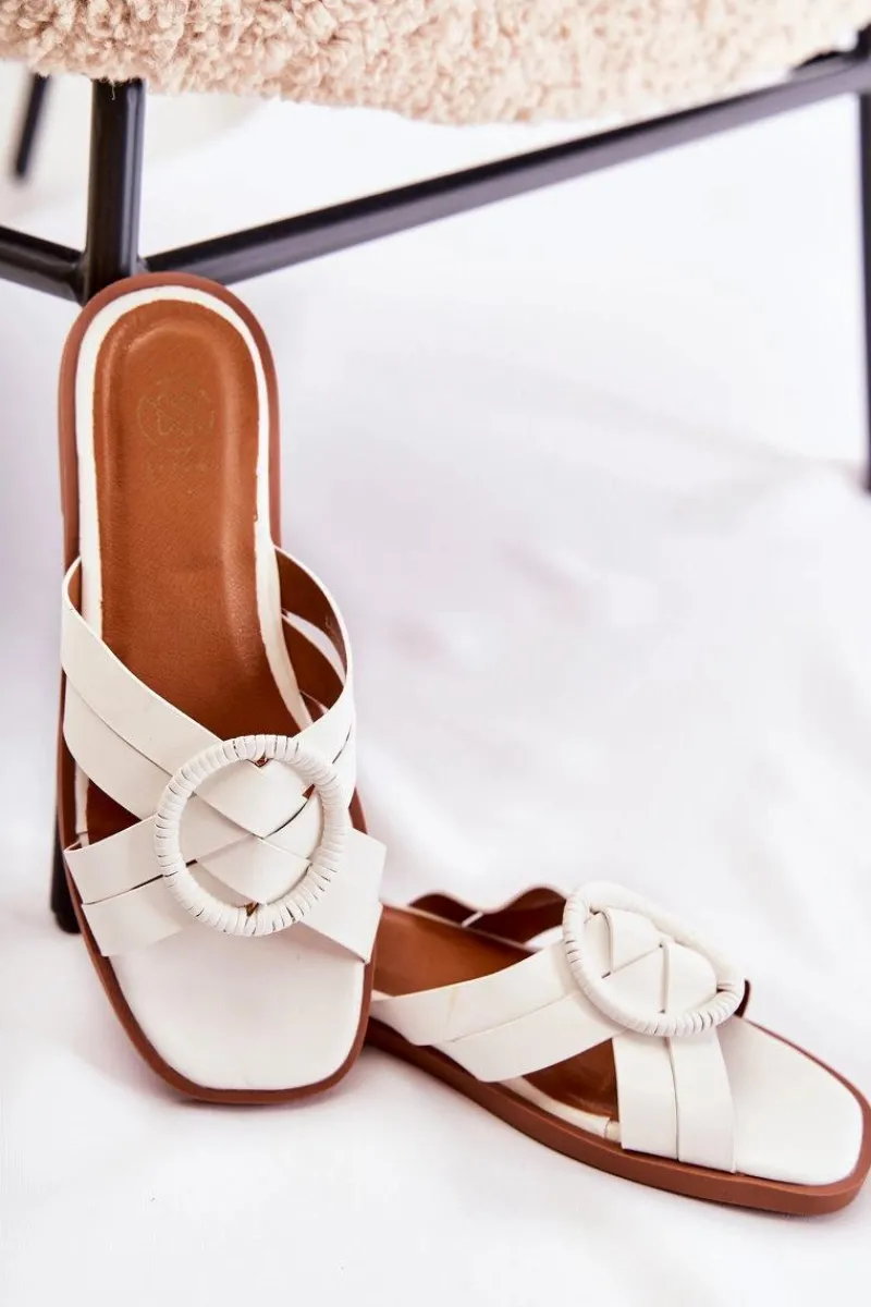 Best Boto Damskie Modne Klapki Białe Sansa