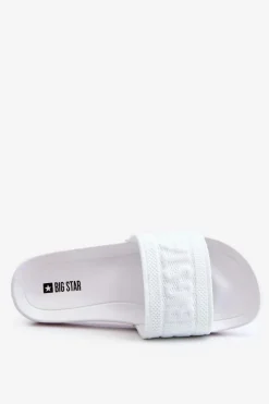 Clearance Big Star Shoes Damskie Modne Klapki Big Star LL274A159 Białe Biały