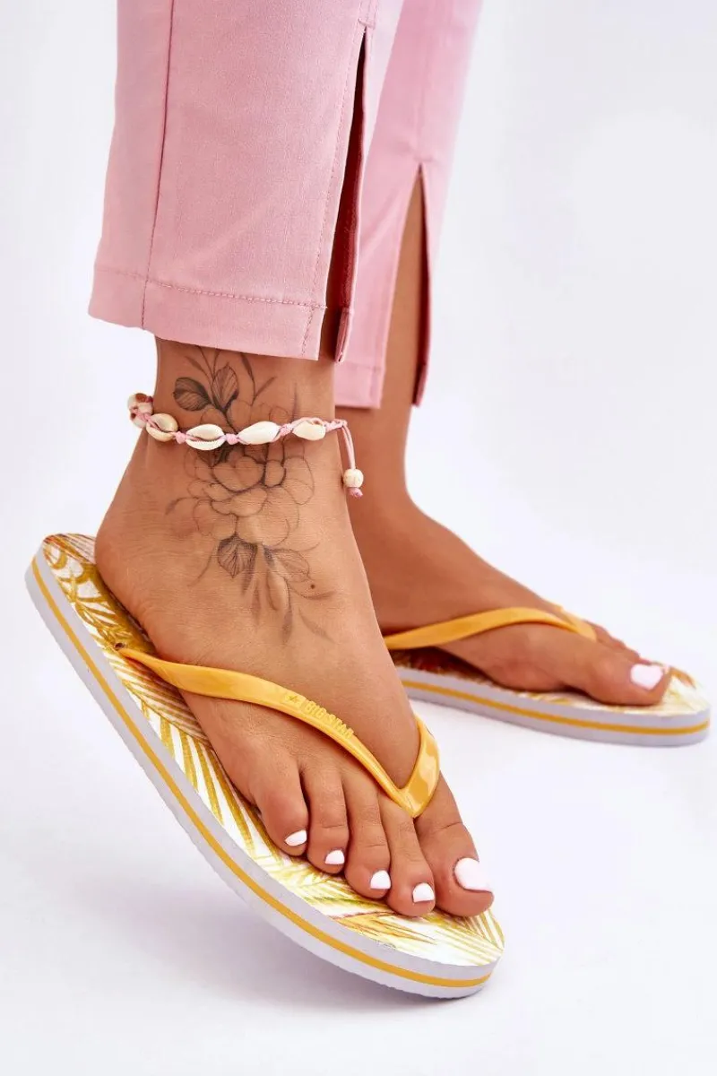 Discount Big Star Shoes Damskie Modne Klapki Japonki Big Star LL274819 Żółte Żółty