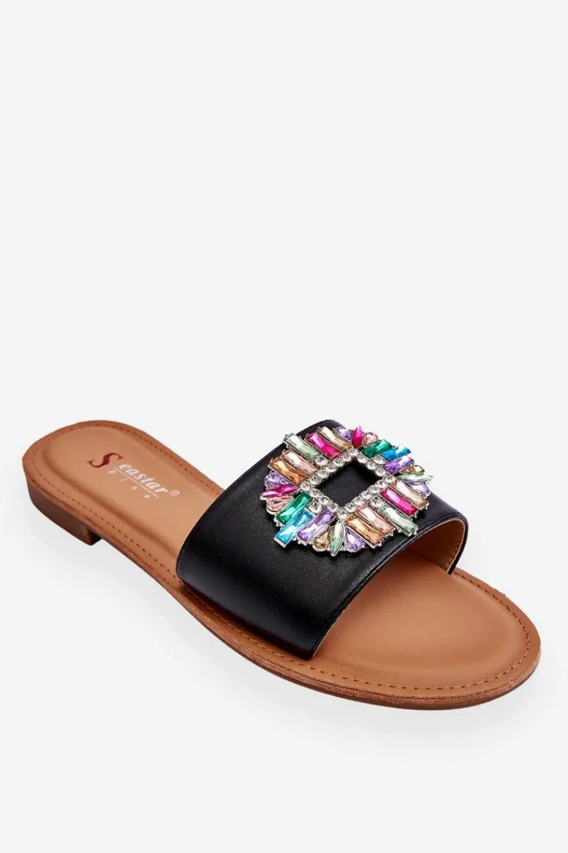 Best Damskie Modne Klapki Z Ozdobą Czarne Halsey Damskie Klapki Damskie Klasyczne