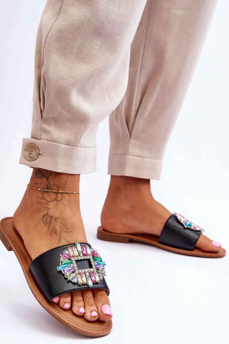 Best Damskie Modne Klapki Z Ozdobą Czarne Halsey Damskie Klapki Damskie Klasyczne