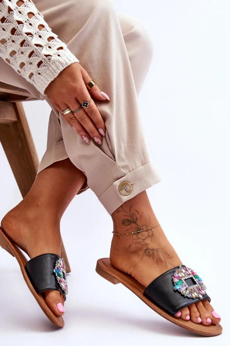 Best Damskie Modne Klapki Z Ozdobą Czarne Halsey Damskie Klapki Damskie Klasyczne