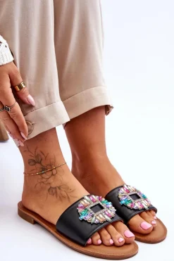 Best Damskie Modne Klapki Z Ozdobą Czarne Halsey Damskie Klapki Damskie Klasyczne