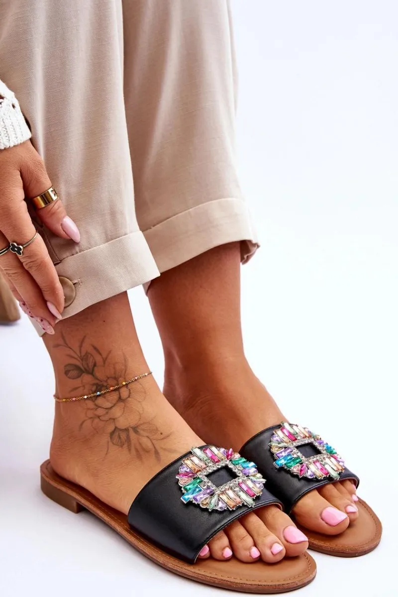 Best Damskie Modne Klapki Z Ozdobą Czarne Halsey Damskie Klapki Damskie Klasyczne