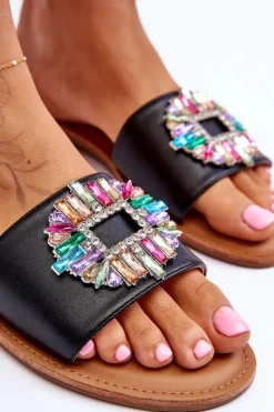 Best Damskie Modne Klapki Z Ozdobą Czarne Halsey Damskie Klapki Damskie Klasyczne