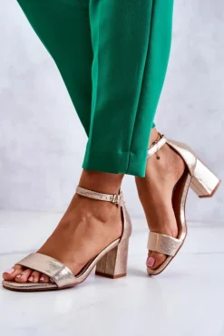 Sandały Na Obcasie></noscript>Buty damskie Vinceza Damskie Modne Sandały Na Słupku Złote Lucida