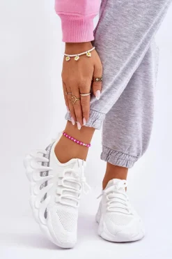 Sneakersy Damskie>Boto Damskie Modne Skarpetkowe Sneakersy Białe Daxo