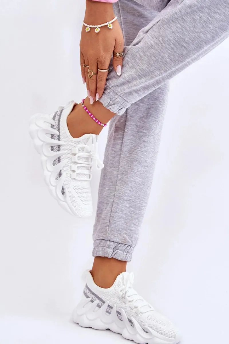 Sneakersy Damskie>Boto Damskie Modne Skarpetkowe Sneakersy Białe Daxo