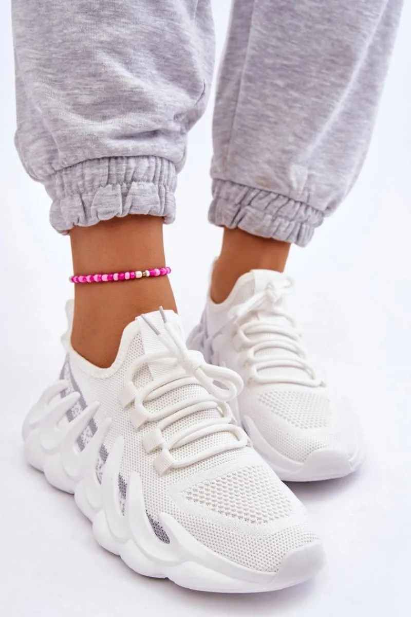 Sneakersy Damskie>Boto Damskie Modne Skarpetkowe Sneakersy Białe Daxo