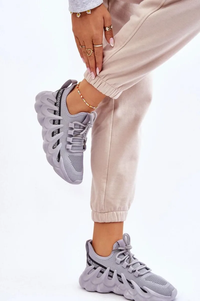 Sneakersy Damskie>Boto Damskie Modne Skarpetkowe Sneakersy Szare Daxo