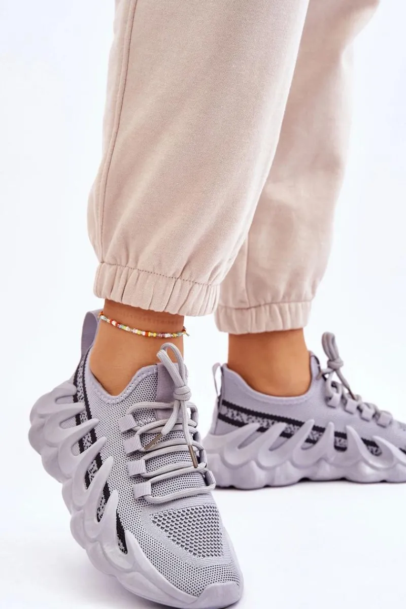 Sneakersy Damskie>Boto Damskie Modne Skarpetkowe Sneakersy Szare Daxo