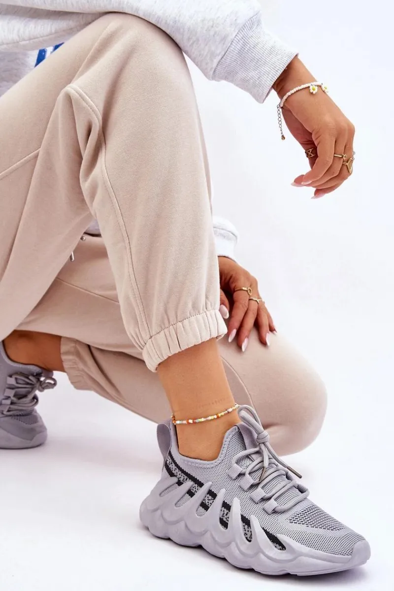 Sneakersy Damskie>Boto Damskie Modne Skarpetkowe Sneakersy Szare Daxo