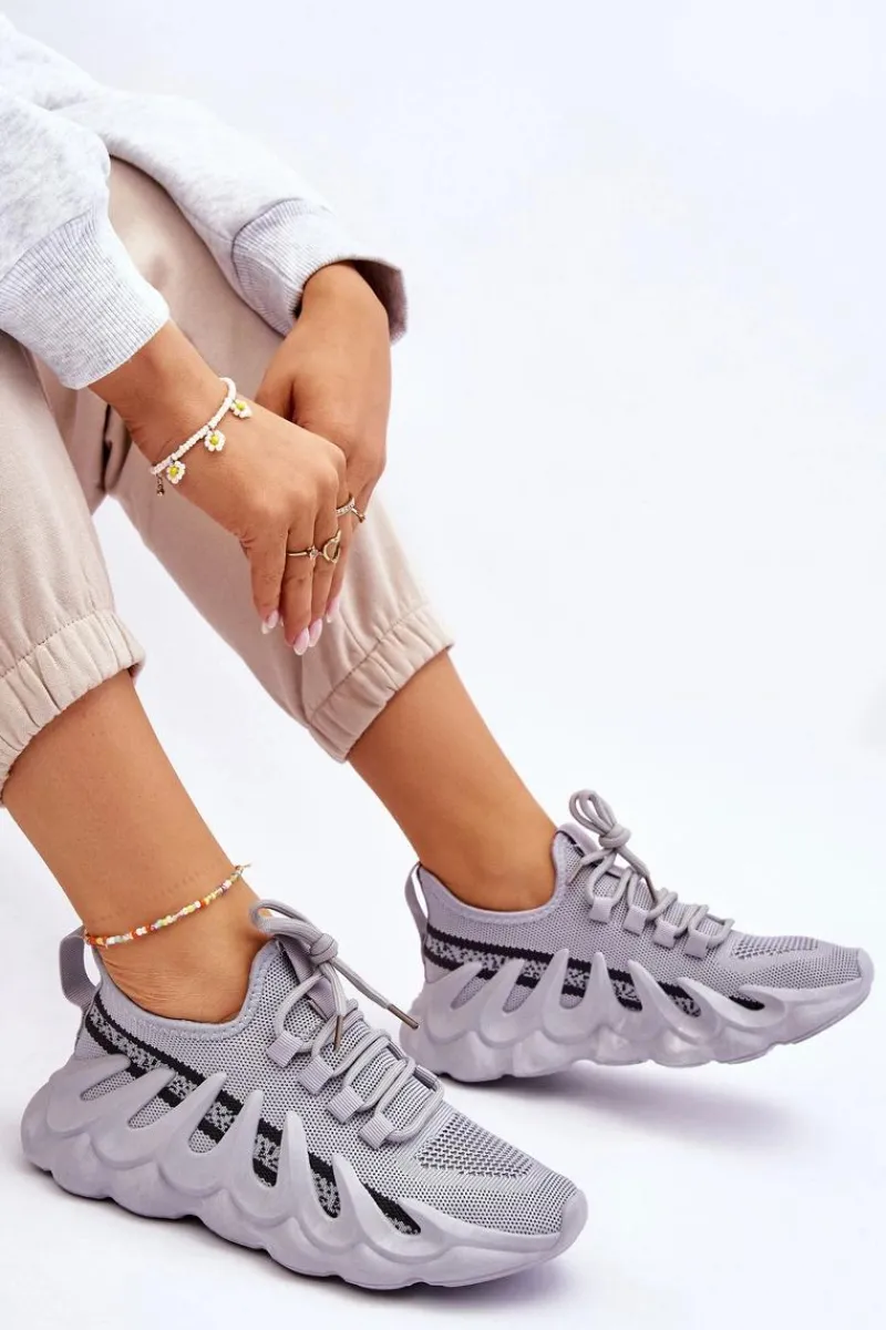 Sneakersy Damskie>Boto Damskie Modne Skarpetkowe Sneakersy Szare Daxo