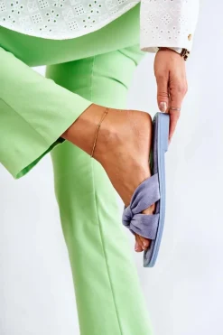 Discount Boto Damskie Modne Zamszowe Klapki Niebieskie Lorrie