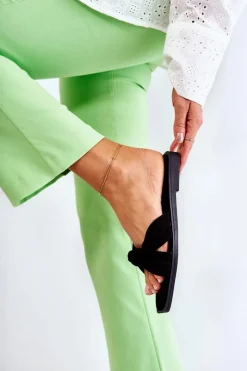 Clearance Boto Damskie Modne Zamszowe Klapki Czarne Lorrie