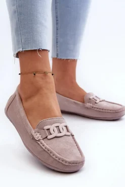 Mokasyny Damskie Zamszowe>Boto Damskie Modne Zamszowe Mokasyny Fioletowe Rabell Fioletowy