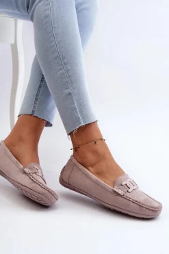 Mokasyny Damskie Zamszowe>Boto Damskie Modne Zamszowe Mokasyny Fioletowe Rabell Fioletowy