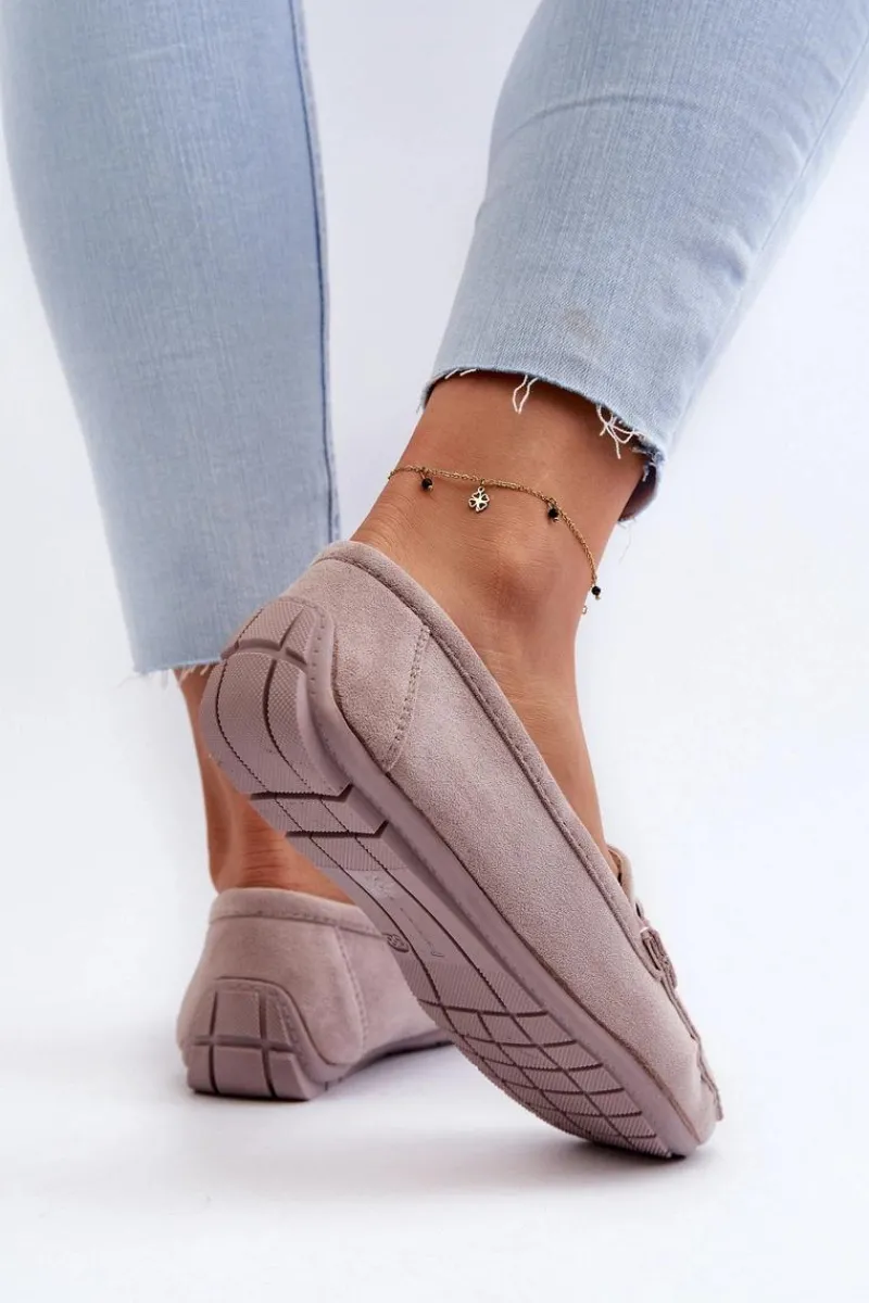 Mokasyny Damskie Zamszowe>Boto Damskie Modne Zamszowe Mokasyny Fioletowe Rabell Fioletowy