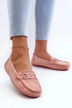 New Boto Damskie Modne Zamszowe Mokasyny Jasnoróżowe Rabell