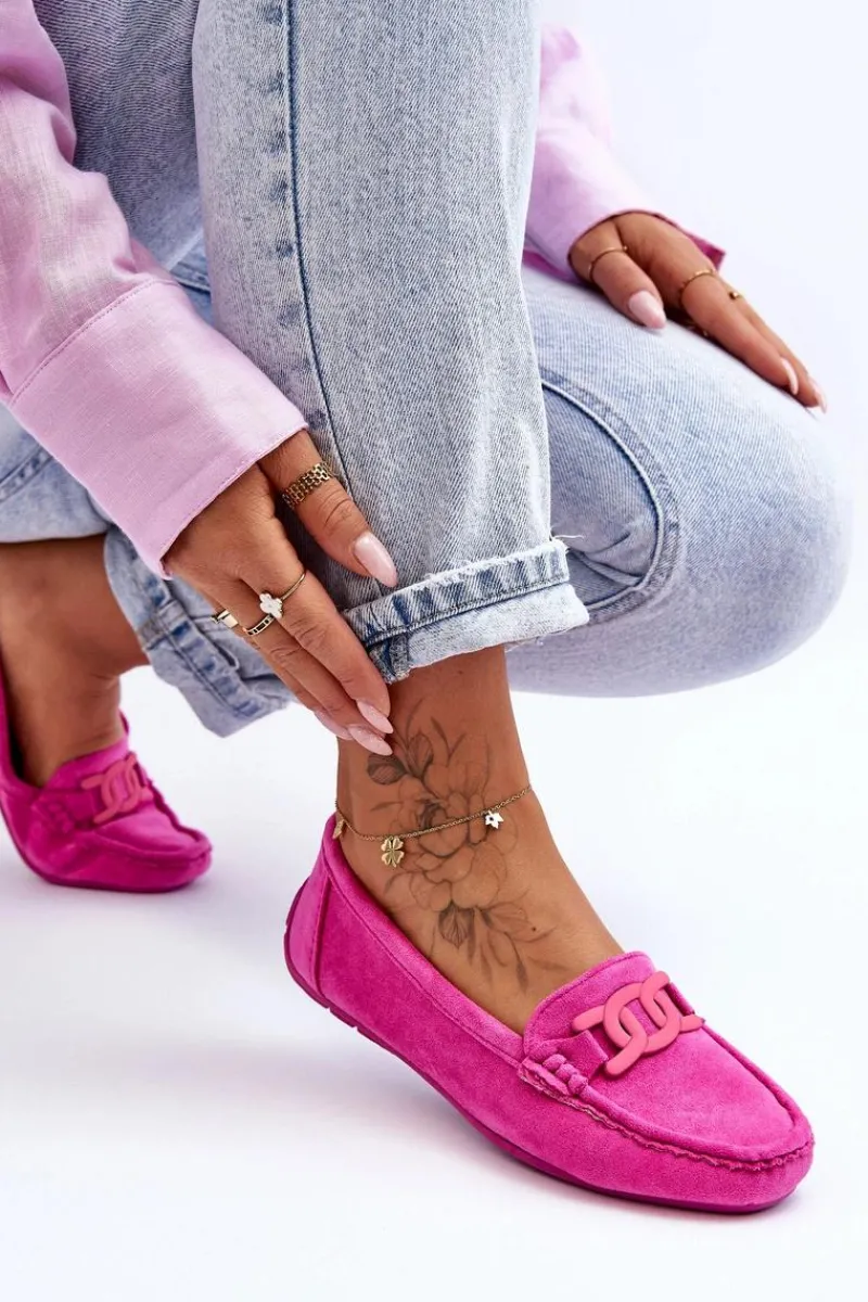 Loafersy Damskie|Mokasyny Damskie Zamszowe>Boto Damskie Modne Zamszowe Mokasyny Różowe Rabell Różowy
