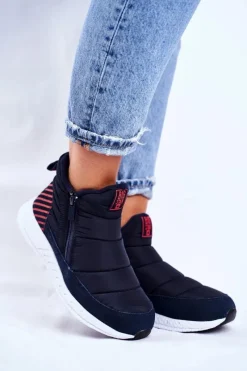 Damskie Młodzieżowe Śniegowce Big Star Granatowe GG274471 Damskie Śniegowce Damskie