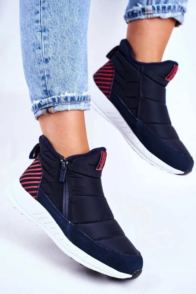 Damskie Młodzieżowe Śniegowce Big Star Granatowe GG274471 Damskie Śniegowce Damskie