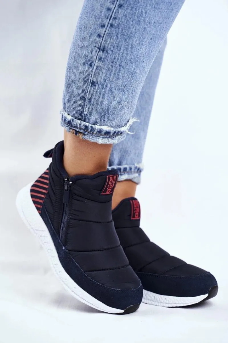 Damskie Młodzieżowe Śniegowce Big Star Granatowe GG274471 Damskie Śniegowce Damskie