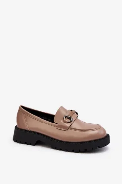 Loafersy Damskie|Mokasyny Damskie Skórzane>Buty damskie Vinceza Damskie Mokasyny Eko Skórzane Beżowe Ledda