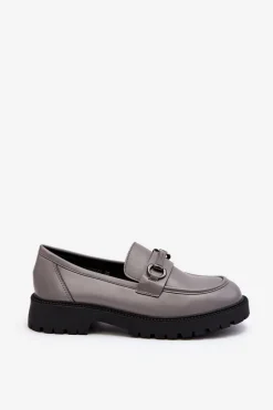 New Damskie Mokasyny Eko Skórzane Szare Ledda Damskie Loafersy Damskie|Mokasyny Damskie Skórzane