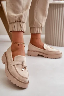 Mokasyny Na Platformie|Mokasyny Damskie Zamszowe></noscript>Boto Damskie Mokasyny Eko Zamszowe Ze Zdobieniem Jasnobeżowe Verindalle