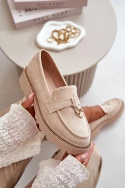 Mokasyny Na Platformie|Mokasyny Damskie Zamszowe></noscript>Boto Damskie Mokasyny Eko Zamszowe Ze Zdobieniem Jasnobeżowe Verindalle