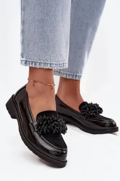 Online Damskie Mokasyny Lakierowane S.Barski HY52-369B Czarne Damskie Mokasyny Płaskie|Mokasyny Damskie Lakierowane