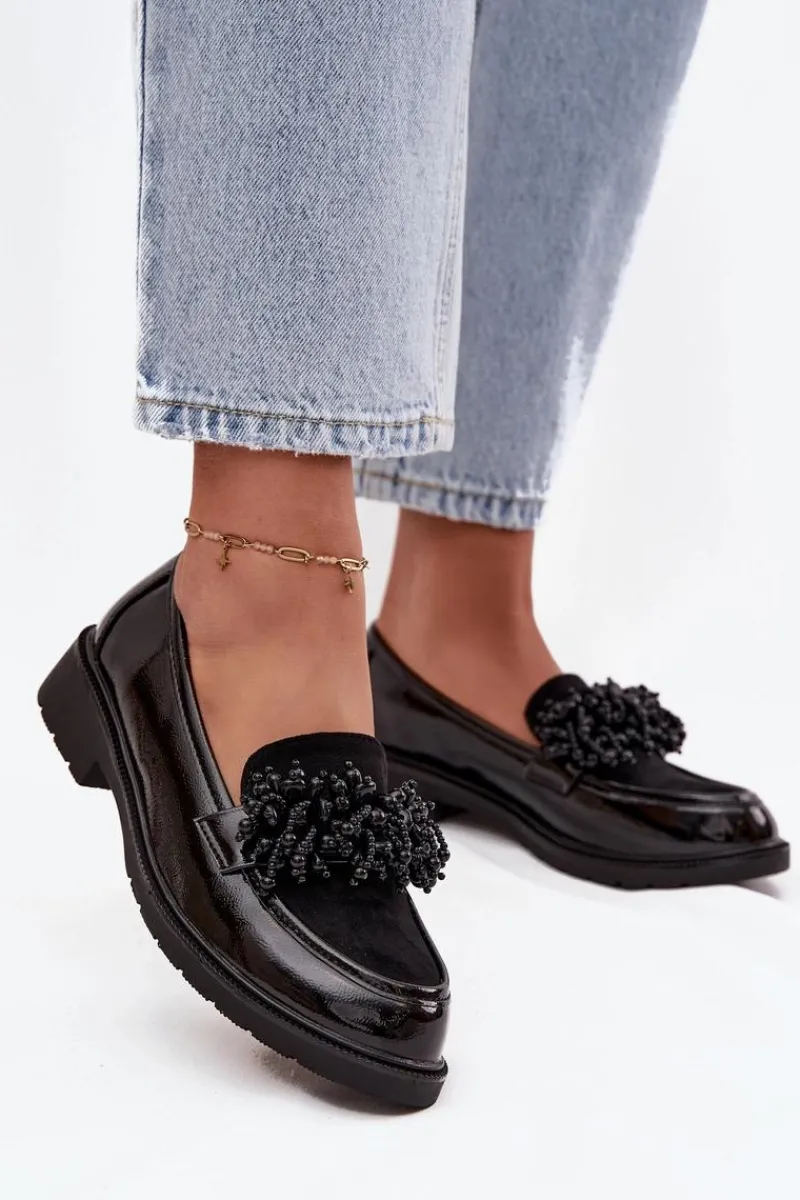 Online Damskie Mokasyny Lakierowane S.Barski HY52-369B Czarne Damskie Mokasyny Płaskie|Mokasyny Damskie Lakierowane