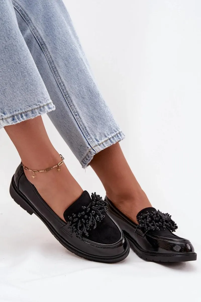 Online Damskie Mokasyny Lakierowane S.Barski HY52-369B Czarne Damskie Mokasyny Płaskie|Mokasyny Damskie Lakierowane