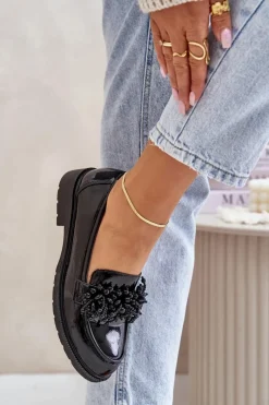 Best Damskie Mokasyny Lakierowane S.Barski HY369A Czarne Damskie Mokasyny Płaskie|Mokasyny Damskie Lakierowane