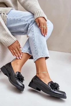 Best Damskie Mokasyny Lakierowane S.Barski HY369A Czarne Damskie Mokasyny Płaskie|Mokasyny Damskie Lakierowane