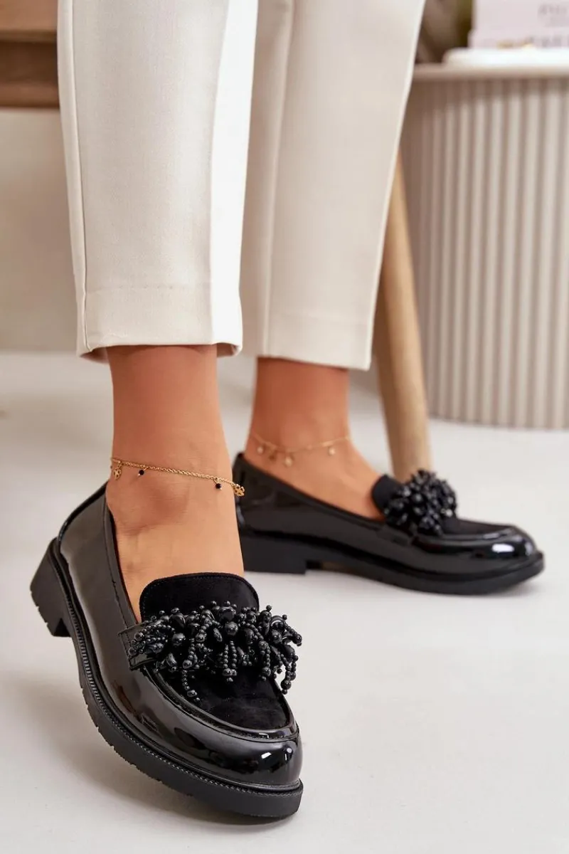 Damskie buty S.Barski Damskie Mokasyny Lakierowane S.Barski HY42-369 Czarne