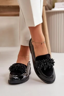 Damskie buty S.Barski Damskie Mokasyny Lakierowane S.Barski HY42-369 Czarne