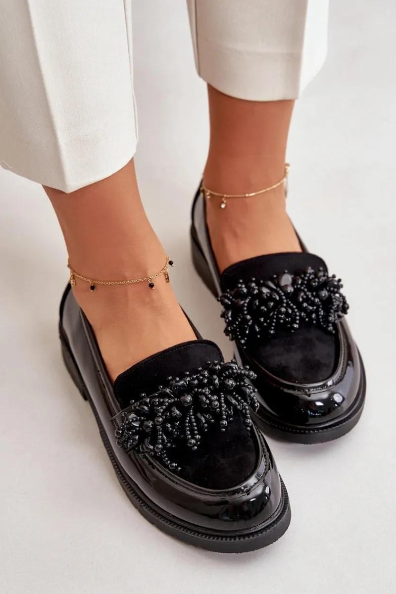 Damskie buty S.Barski Damskie Mokasyny Lakierowane S.Barski HY42-369 Czarne