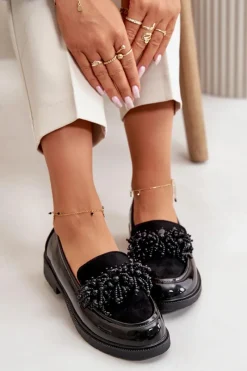 Damskie buty S.Barski Damskie Mokasyny Lakierowane S.Barski HY42-369 Czarne