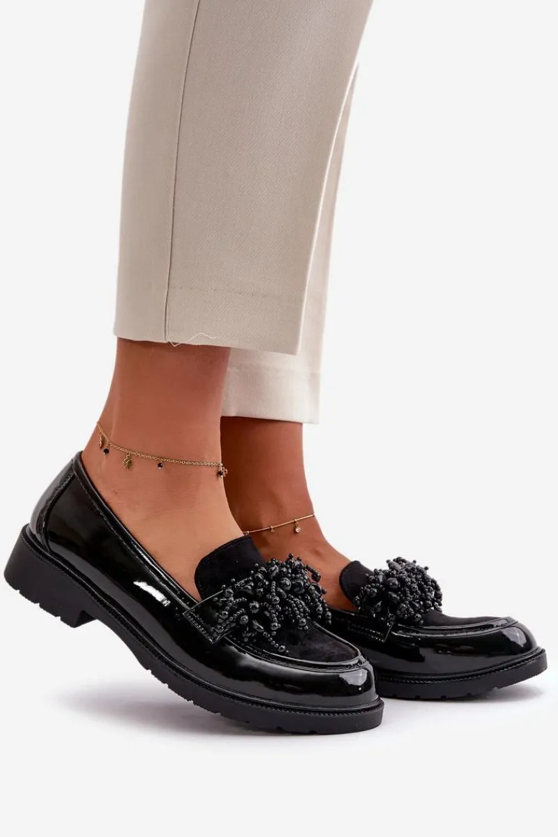 Damskie buty S.Barski Damskie Mokasyny Lakierowane S.Barski HY42-369 Czarne