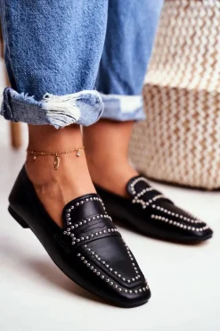 Best Boto Damskie Mokasyny Lordsy Czarne Dżety Harriet