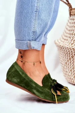 Mokasyny Damskie Zamszowe><noscript><img width=