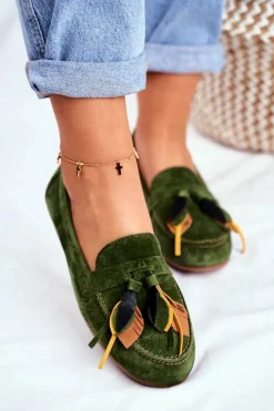 Mokasyny Damskie Zamszowe><noscript><img width=