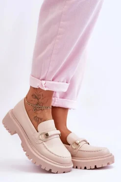 Boto Damskie Mokasyny Na Masywnej Platformie Beżowe Calypso