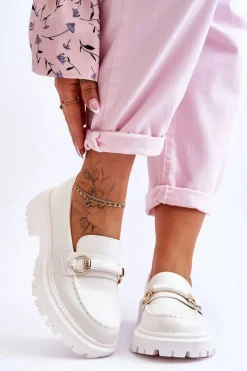 Clearance Damskie Mokasyny Na Masywnej Platformie Białe Calypso Damskie Mokasyny Damskie Skórzane|Mokasyny Na Platformie